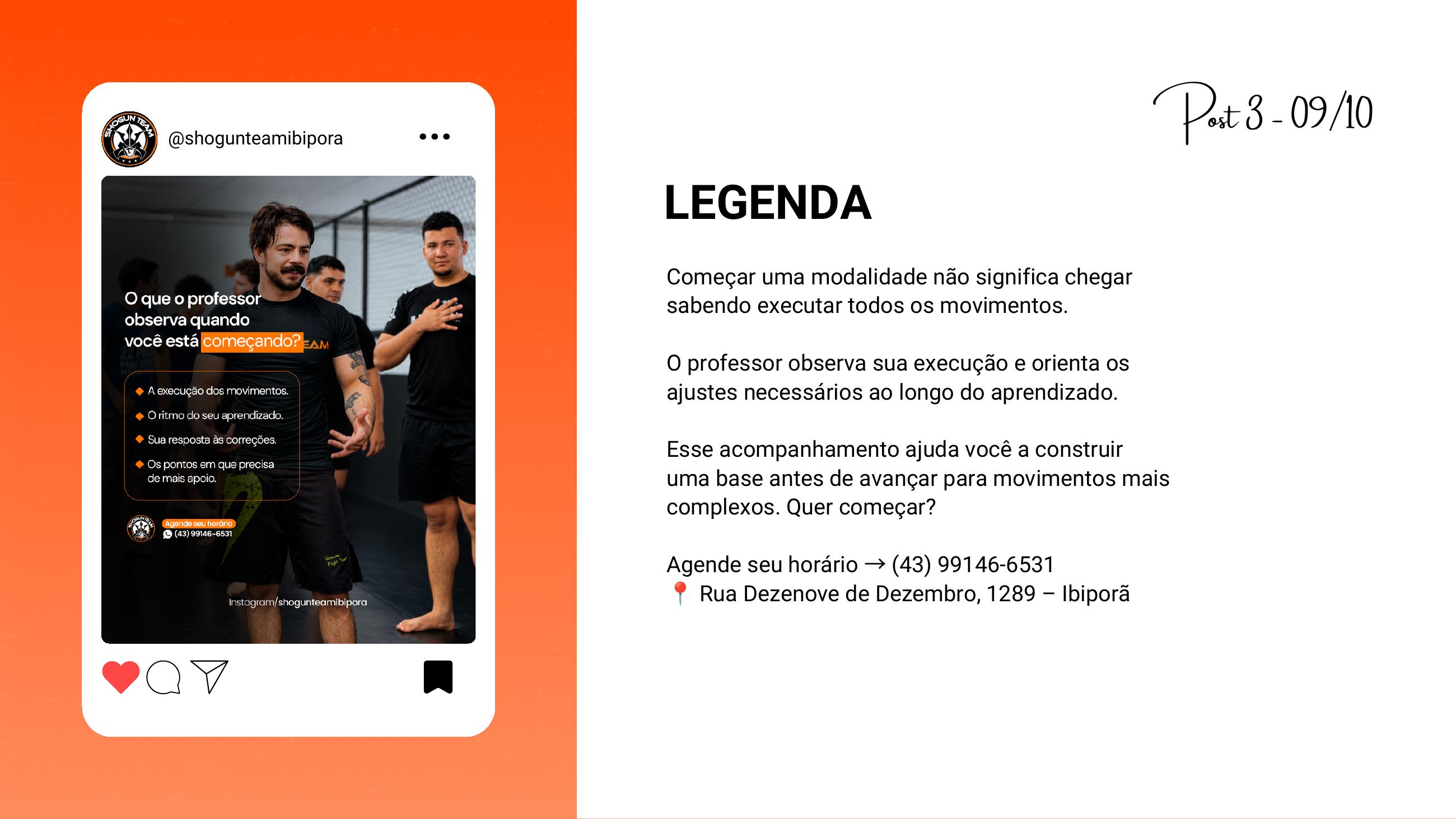 Publicação real criada para a Shogun Team Ibiporã, exemplo 3