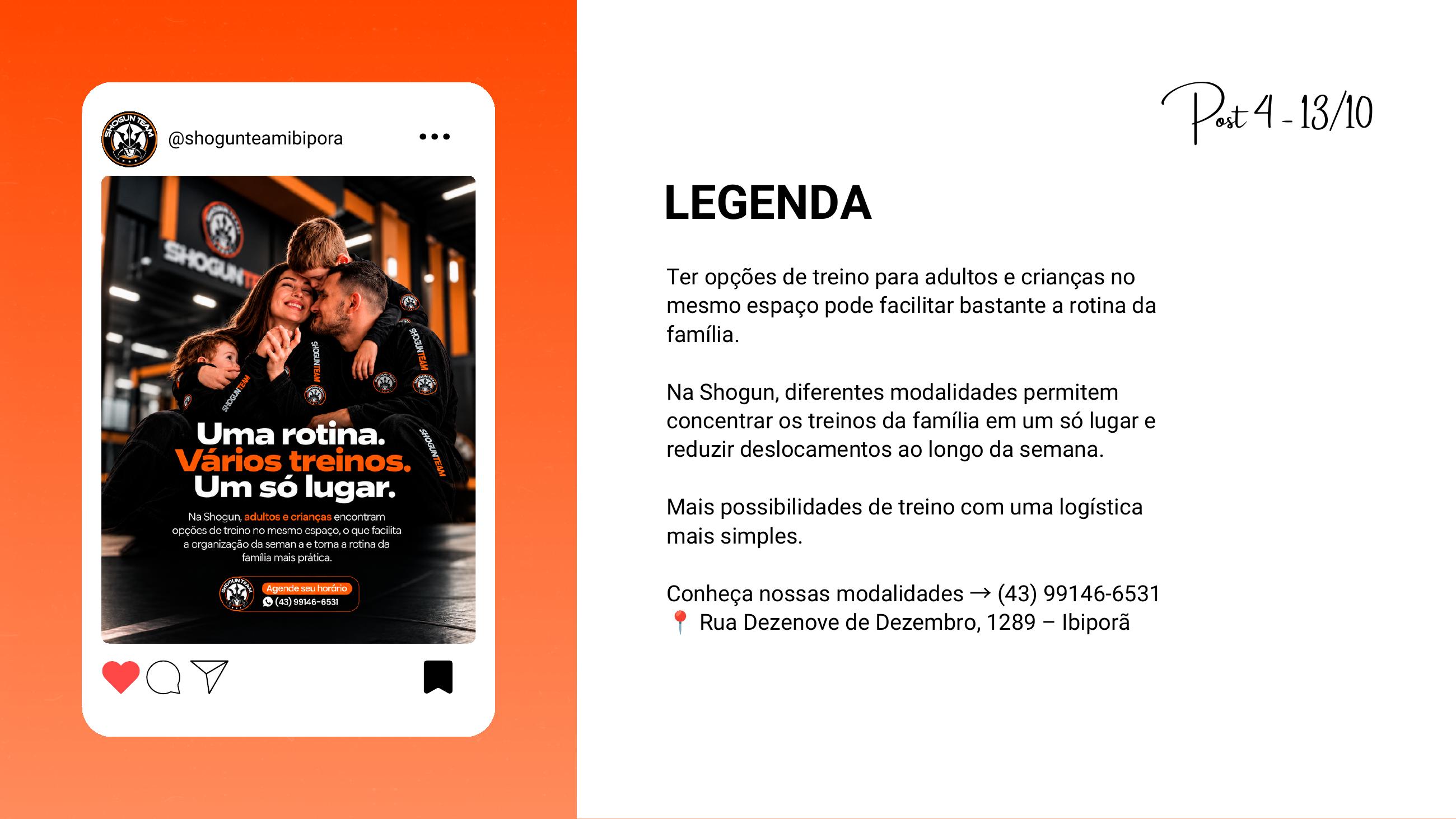 Publicação real criada para a Shogun Team Ibiporã, exemplo 4