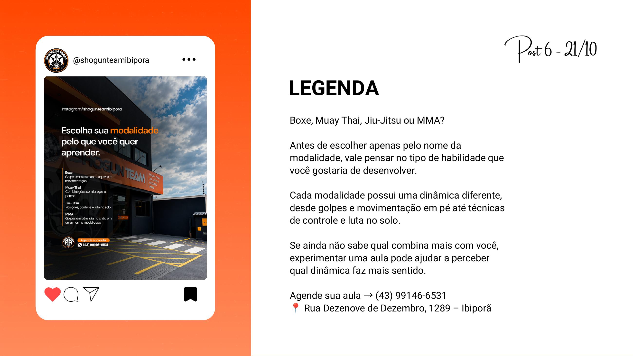 Publicação real criada para a Shogun Team Ibiporã, exemplo 6